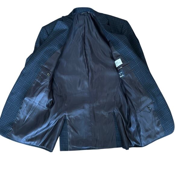 Ralph Lauren Slim Fit Blazer 38R Navy Micro Check  Sport Coat Men Wool Canada - Picture 3 of 11